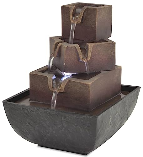 vidaXL Zimmerbrunnen mit LED Polyresin Dekobrunnen Springbrunnen Tischbrunnen