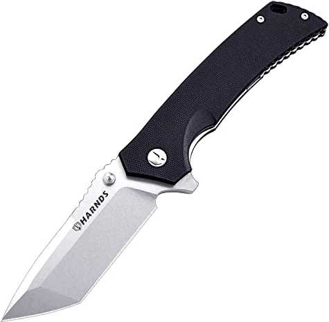 Harnds Tragbares Klappmesser mit G10-Griff, D2-Edelstahl-Mehrzweckmesser mit Wellenschliff für Jagd, Camping, Survival (CK7206 - Satin)