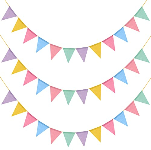 3 bandierina colorate per esterni, 12 m, arcobaleno in tessuto, 36 pezzi, decorazione per scuola, ghirlanda di compleanno, feste in giardino, matrimonio, carnevale
