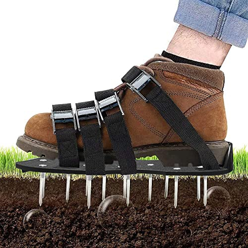 Rasenlüfter, Nagelschuhe mit 6 Riemen, Rasen Vertikutierer zum Belüften des Rasens, Rasenbelüfter um Erde gut zu lockern für Rasen Belüften und Hof Rasenlüfter Schuhe, Aerifizierer für Rasen