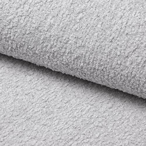 Heko Panels Milano-tyg, metervara, bouclé, gosigt mjukt, premiumstoppningstyg av PES teddytyg, sömnadsmaterial, möbeltyger, hantverk, UV-resistent, Milano, gråvit, 1 meter, 142 x 100 cm