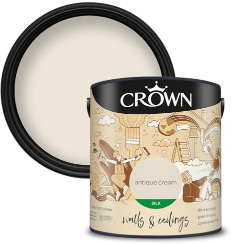 Crown Wand- und Decken-Dispersionsfarbe, Seide, Größe 2,5 l, Antik-Creme