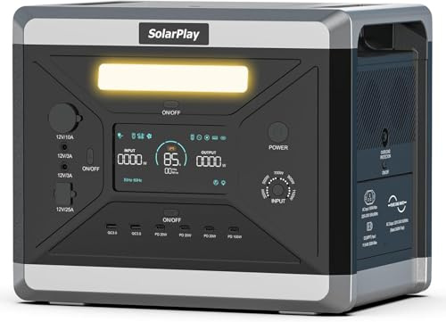 SolarPlay Q2501 Centrale Elettrica Portatile 2160 Wh con Batteria LiFePO4, Generatore D'emergenza 2400 W con Pannello Solare da 2x200 W, per Campeggio, Backup Casa, Alimentazione Outdoor