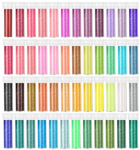 GIBOHOM Fines Paillettes Loisirs Creatifs, 48 Couleur Poudre de Paillettes Ongles Nail Art, 240 g Glitter Cosmétique pour Résine Époxy pour Maquillage, Coiffure, Décoration, Artisanale DIY Paillette