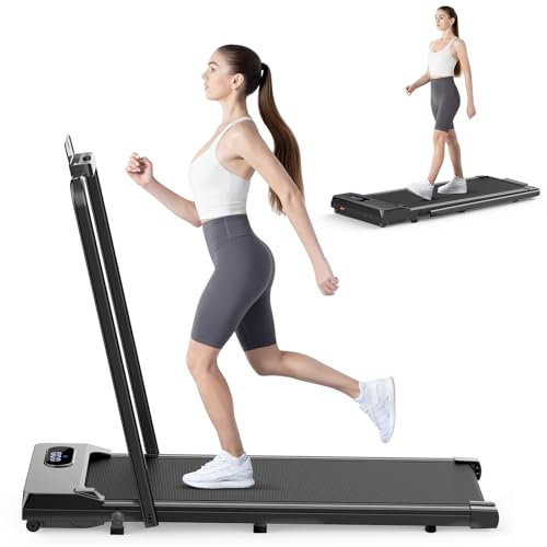 HomeFitnessCode Laufband Klappbar mit Neigung - Walking Pad Laufpad für Zuhause Steigung Gehband unter Schreibtisch Band Treadmill, Schwarz