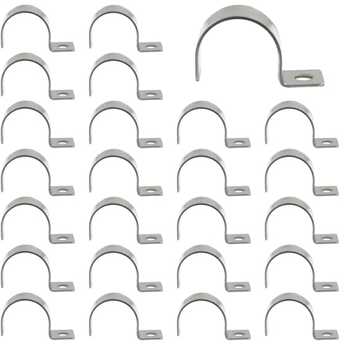 Cjueiom Rörklämmor i rostfritt stål, 25 mm/1 tum slitstark metall U-form ledningsremmar för säker kabelhantering och rörfästning, rostfria monteringsfästen för EMT/rör/ledningar, 20-pack