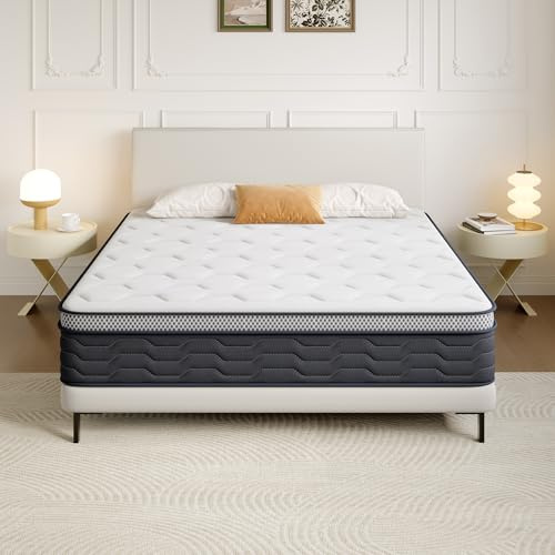 TEENO Materasso 140x190, Alto 25 cm,Materasso a una mezza a piazza a Molle e Schiuma,Insacchettate,Confortevole e Traspirante， Antiacaro,Anallergico e Antibatterico
