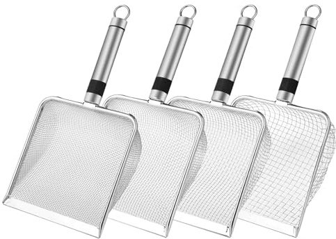Tamis À Compost - Grille pour Pelle à Roches - 4 Pièces Tamis à Compost Multifonction avec Manche pour Jardinage Orpaillage Détection sur Plage Aménagement Paysager