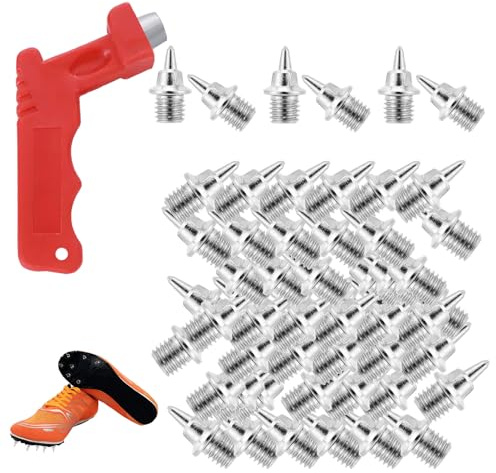 50 Pcs 6mm Track Spikes Stainless Steel 6mm Spikes for Running Shoes Running Spikes 6mm 1/4 Inch Track Spikes 6mm Replacement with 1Pcs Spike Wrench Track(Silver)