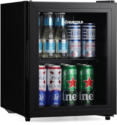 Subcold Cave35 Mini Refrigerator 35L with Glass Door and LED Light | Compact Refrigerator for Bedrooms, Gaming Rooms, Man Caves, Offices & Home Bars – Energy Efficient