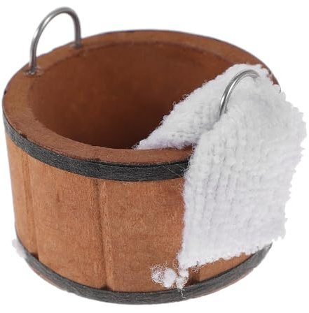LRXIYODE Mini Seau de Bain Décoratif en Bois Massif 35x35 Mm Serviette Miniature pour Maison de Poupée Accessoires de Salle de Bain Miniature Kit 1 Pièce