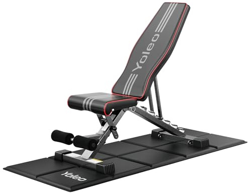 YOLEO Adjustable Weight Bench for Home Gym, ENISO-Certified 375KG, 98% Pre-Assembled, Foldable Gym Bench with 84 Positions Incline Decline Flat, Wider Seat