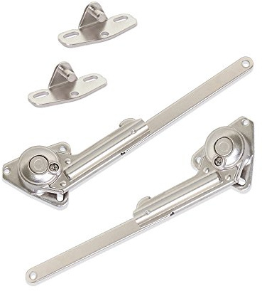 Emuca - Compás retenida para puerta elevable de mueble con accesorios, pack de 2 unidades