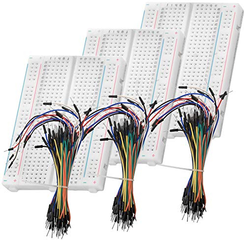 AZDelivery MB-102 Breadboard Kit - 3x 400 Tie-Point Solderless Mini Breadboard & 3x 65 PCS Male to Male M2M Jumper Wire Set for Arduino, Including E-Book