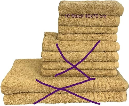 GMMH 10 TLG Set Handtücher Handtuch Set Duschtucher 100% Baumwolle 500g/m2 (Ockergelb)