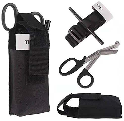 Feloyal Tourniquet Borsa & Laccio Emostatico & EMT Forbici Mediche Custodia Tattica Portatile Organizer per Laccio Emostatico Custodia per Sport all'Aria Aperta Custodia Escursionismo Kit Accessori