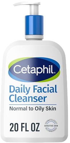 Cetaphil Face Wash Daily Facial Cleanser for Sensitive, Combination to Oily Skin, New Gentle Foaming, Soap Free, Hypoallergenic, No color, 20 Oz