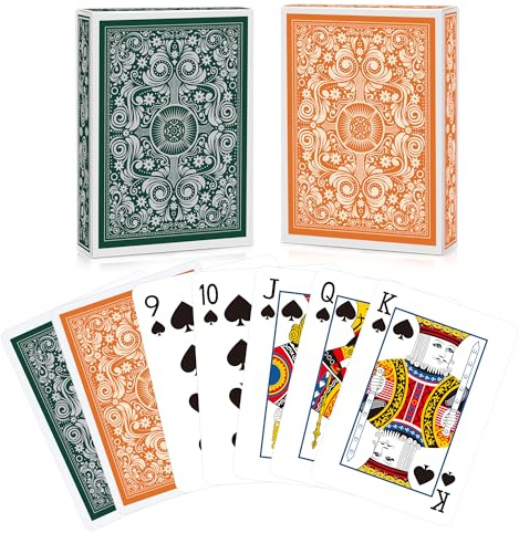 Playing Cards,Decks of Cards,Playing Card 2 Pack for Adults (Green&Orange)
