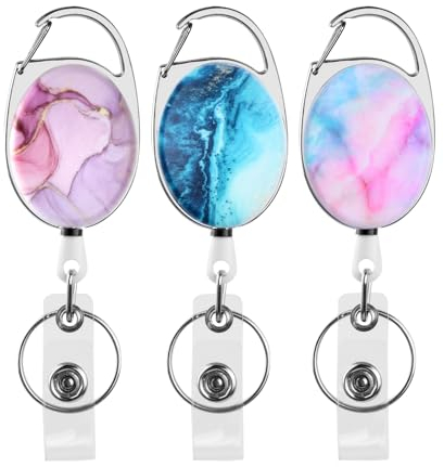Tibapla Schlüsselanhänger Ausziehbar 3 Stück Einziehbarer Ausweishalter Schlüsselrolle Einziehbarer Schlüsselanhänger Schlüsselring Badge Reel für ID Badge Holder Kartenhalter Schlüsselkarten