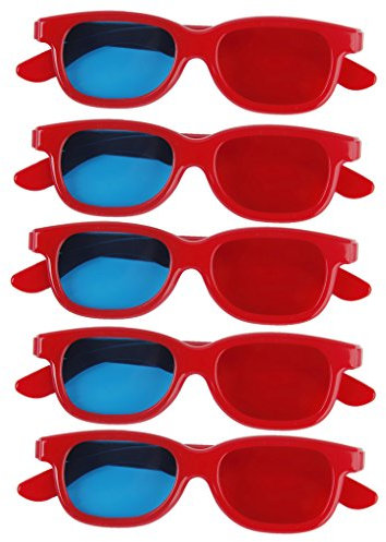 5 lunettes 3D rouges/bleues - Version enfants, améliorez votre expérience de visionnage 3D