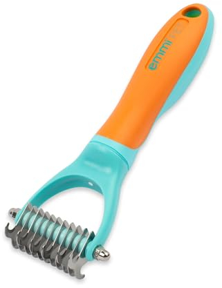emmi-pet Hundebürste & Katzenbürste H1 für mittellanges Haar & Langhaar, Bürste für Pferdehaar, doppelseitiger Bürste unterwolle, entfernt Unterwolle, Verknotungen und Verfilzungen