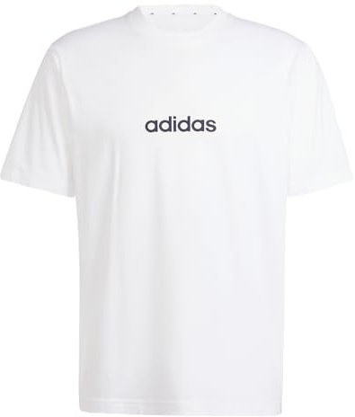 adidas Herren Essentials LINEAR Single Jersey Tee, White/Black, XL