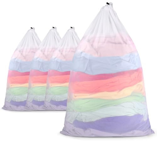 ecooe groß Wäschesack für Waschmaschine, 4 Stück XXL Wäschenetz mit Kordelstopper, 60X90cm Wäschebeutel für Decken, Rucksack, Plüschtiere, lange Röcke, für den Schulanfang, Wohnung, Wohnheim usw