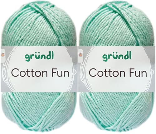 2x50 Gramm Gründl Cotton Fun Häkelgarn aus 100% Baumwolle inkl. Anleitung für Meerschwein (34 Mint)