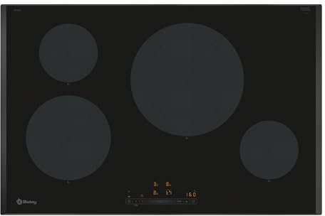 Balay - Placa de Inducción, 80 cm de ancho, 4 zonas l Lanzamiento 2024, 11 Niveles, Zona de 28 cm, Negro, 3EB985LH