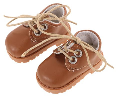 TOYANDONA 1 Paar Puppenlederschuhe Aus Baumwolle Puppenschuhe Babyschuhe Für Mädchen Anziehschuhe Für Mädchenpuppen Mini-kleiderschuhe Jungenpuppenkostüm Spielzeug Light Brown Kunstleder