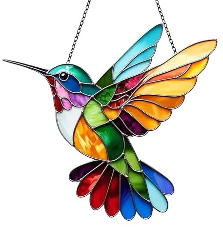 Hshenjhu Attrape Soleil, Suspension Suncatcher de Colibri, Coloré Attrape lumière en Acrylique, Décor de Suspension Oiseaux Décoration Murale, pour Chambre, Salon, Balcon, Décoration Jardin