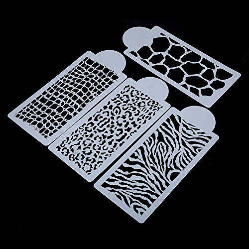 Giraffe Airbrush Stencil, Snake Skin Fish Camo Kids Toys Reusable PVC Security Fun Cake Stencils for Birthday Party Wedding Festival Art and Craft DIY