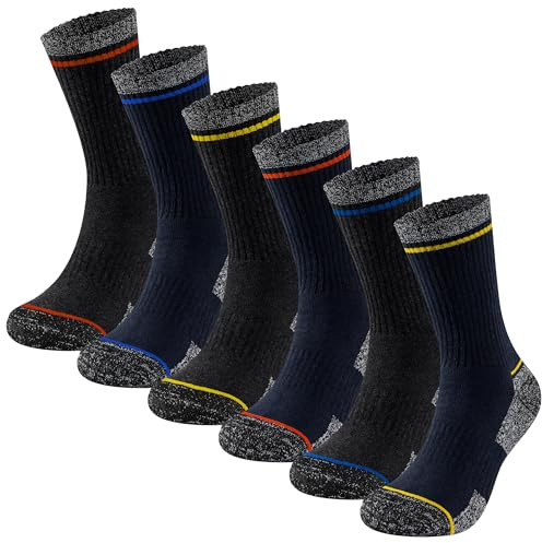 The Essentials Wardrobe Mens 6 Pack Work Socks - Black - Assorted - UK 12-15/EU 47-50