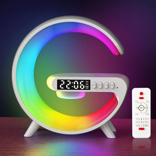 Kangtaixin Réveil Lumineux, Lumière du Jour, Réveil Lever du Soleil avec Lumière, Lampe de Table avec Haut-Parleur Bluetooth, Lumières pour Adultes et Enfants, Décoration de Chambre à Coucher, Cadeau