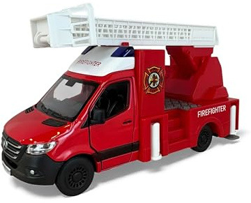 Easy Toys Modellino Auto Compatibile con Mercedes Sprinter - Auto Giocattolo in Scala con Porte Apribili - Camion Vigili del Fuoco - Modellismo Automobile Camion Pompieri (Autoscala)