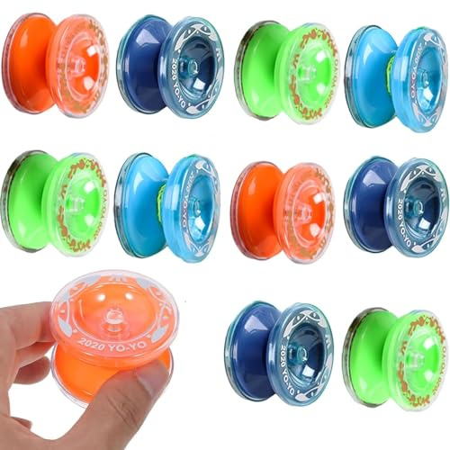 Yoyo Lot de 10 Yoyos professionnels en cristal adaptés pour jouer en plein air le soir, rassemblements en intérieur, exercices de compétence