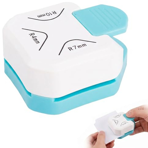 Arrotonda Angoli 3 in 1, Fustellatrice per Carta Professionale con Raggi da 4mm 7mm 10mm, Taglia Angoli Carta per Scrapbooking, Foto, Biglietti e Fai da Te, Perforatrice Bianca Compatta