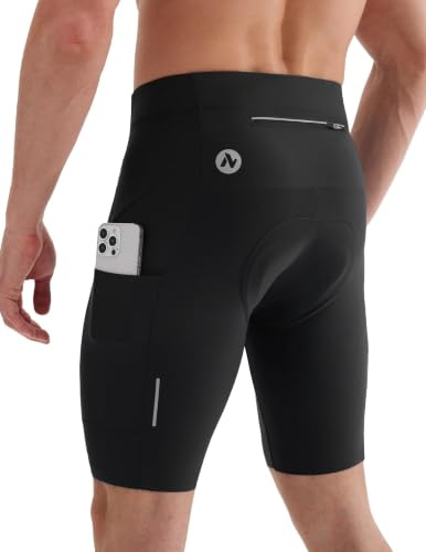 Nepest Bike Shorts for Men Cycling Shorts with 4D Padding UPF 50+ Black, L
