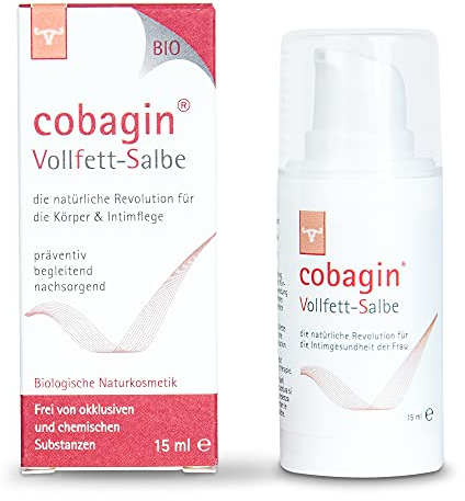 Cobagin Vollfett-Salbe 15ml | Schmerzlindernde Intimpflege | Wund- und Heilsalbe für Frauen und Männer bei Brennen, Juckreiz und Lichen Sclerosus | Im Intimbereich, Penis, Eichel und Anus