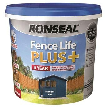 Ronseal 9L Midnight Blue Fence Life Plus Garden Shed & Fence Paint UV Potection