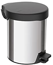 Tramontina Pattumiera da 5 litri per cucina, bagno, camera da letto, con pedale, in acciaio inox, coperchio in plastica, diametro 20,5 cm x altezza 25,1 cm, 94538705