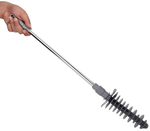 Haofy Toilet Plunger Long Handle Toilet Dredge Bathroom Blockage Unblocker Flexible Head Clog Remover Dredge Tool, Stainless Steel Handle with Wall Hook