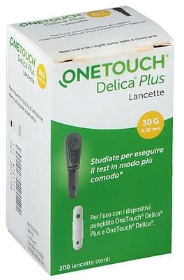 OneTouch® Delica® Plus lancette sterili per test glicemico per l’automonitoraggio della glicemia I 200 lancette sterili I Test glicemico a casa o in viaggio I 1 Confezione con 200 lancette sterili