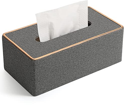 GORESE Caja de piel para pañuelos de papel (gris 1)