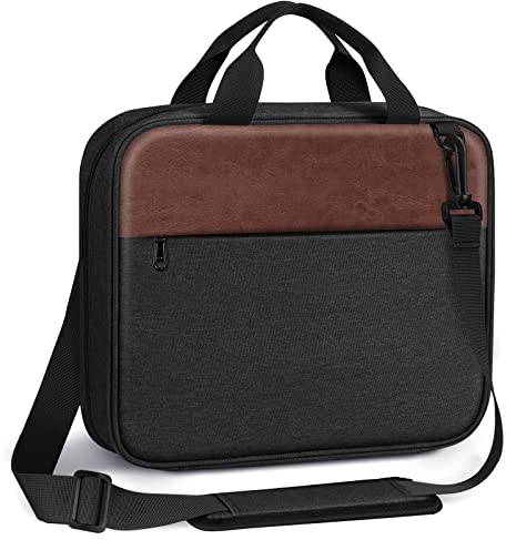 FINPAC Extra Large Bible Cover, Carrying Book Case Church Bag Bible Protective with Detachable Shoulder Strap & Zippered Pocket, Gift for Men Women, Black & Brown