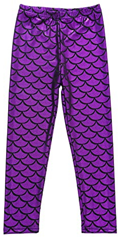 Maeau Leggings da danza lucidi per bambine e ragazze, leggings elasticizzati primaverili estivi per ginnastica e balletto, senza piedi, per 2-12 anni, a-viola, 5-6 Anni