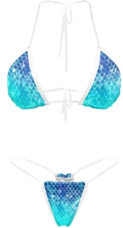 Suhoaziia Ensemble Bikini à Bretelles Transparentes Brésilien Micro Strings pour Femmes Sexy Sans Ligne de Bronzage Maillot de Bain, XXL