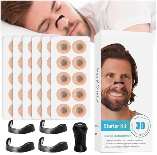 Bande Nasale Magnétique, 60 Pièces nasal strips bandelette nasales Anti Ronflement Bandelettes Nasales Anti Ronflement Ailatateur Nasal Sommeil aide à réduire les ronflements Ecarteur Nasal Peignes
