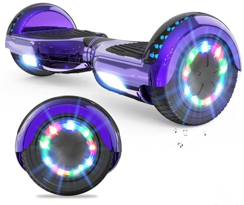 VOUUK Hoberboard 6,5-Zoll-Hoverboard mit Zwei Rädern, Mit Bluetooth-Lautsprecher, Mit LED-Lichtern Geeignet für Kinder und Erwachsene