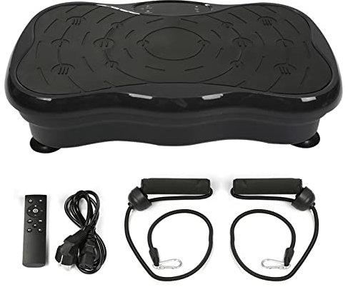 Supfine Plataforma oscilante de fitness con placa vibratoria de 95 velocidades, plano con banda de resistencia, pantalla LCD con mando a distancia, máx. 120 kg, entrenador de vibración 53 x 32,5 x 12